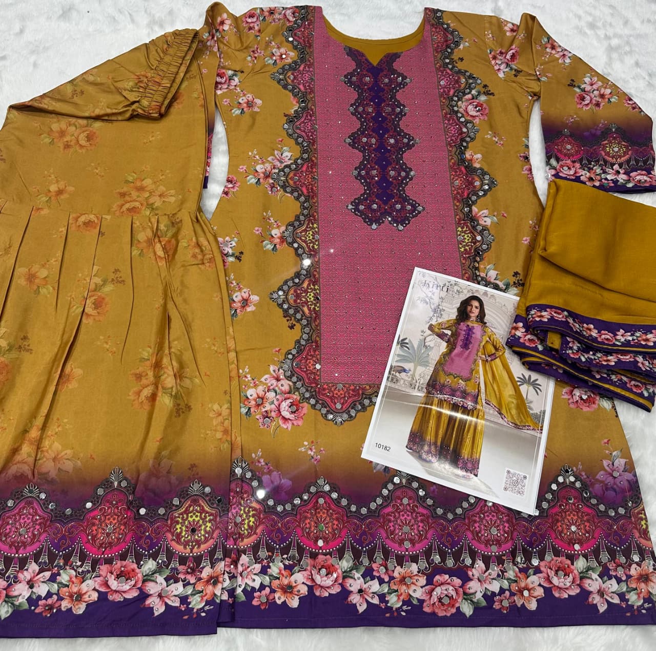 Aarshi Fashions Yellow Heavy Crepe Digital Print Full Stitched Palazzo Suits - Distacart