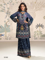 Thumbnail for Aarshi Fashions navy Blue Heavy Crepe Digital Print Full Stitched Palazzo Suits - Distacart