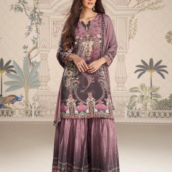 Aarshi Fashions Lilac Heavy Crepe Digital Print Full Stitched Palazzo Suits - Distacart