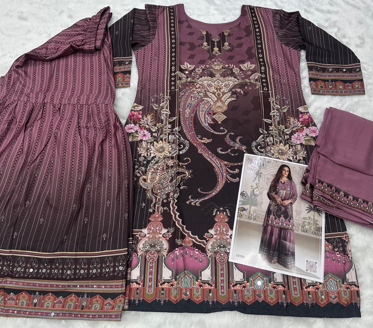 Aarshi Fashions Lilac Heavy Crepe Digital Print Full Stitched Palazzo Suits - Distacart