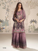 Thumbnail for Aarshi Fashions Lilac Heavy Crepe Digital Print Full Stitched Palazzo Suits - Distacart