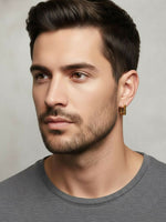 Thumbnail for NVR Men's Gold Plated Geomatric Shaped Hoop Earrings - Distacart