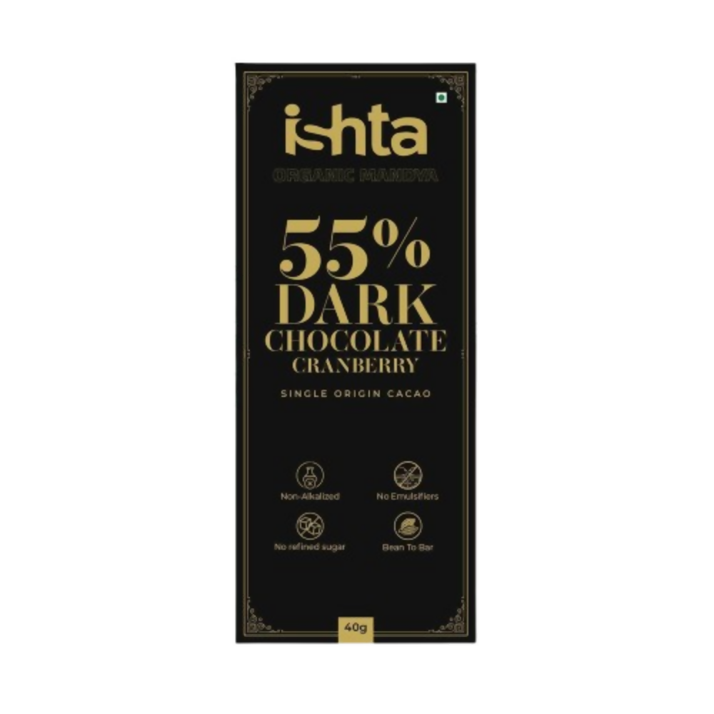 Organic Mandya 55% Dark chocolate with Cranberry - Distacart