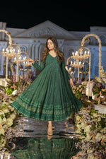 Thumbnail for Jyoti Fashion Women's Green Faux Georgette Zari Embroidery with Sequence Anarkali Dress with Dupatta - Distacart