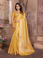 Thumbnail for Aastha Fashion Yellow Soft Organza Silk Weaving Saree - Distacart