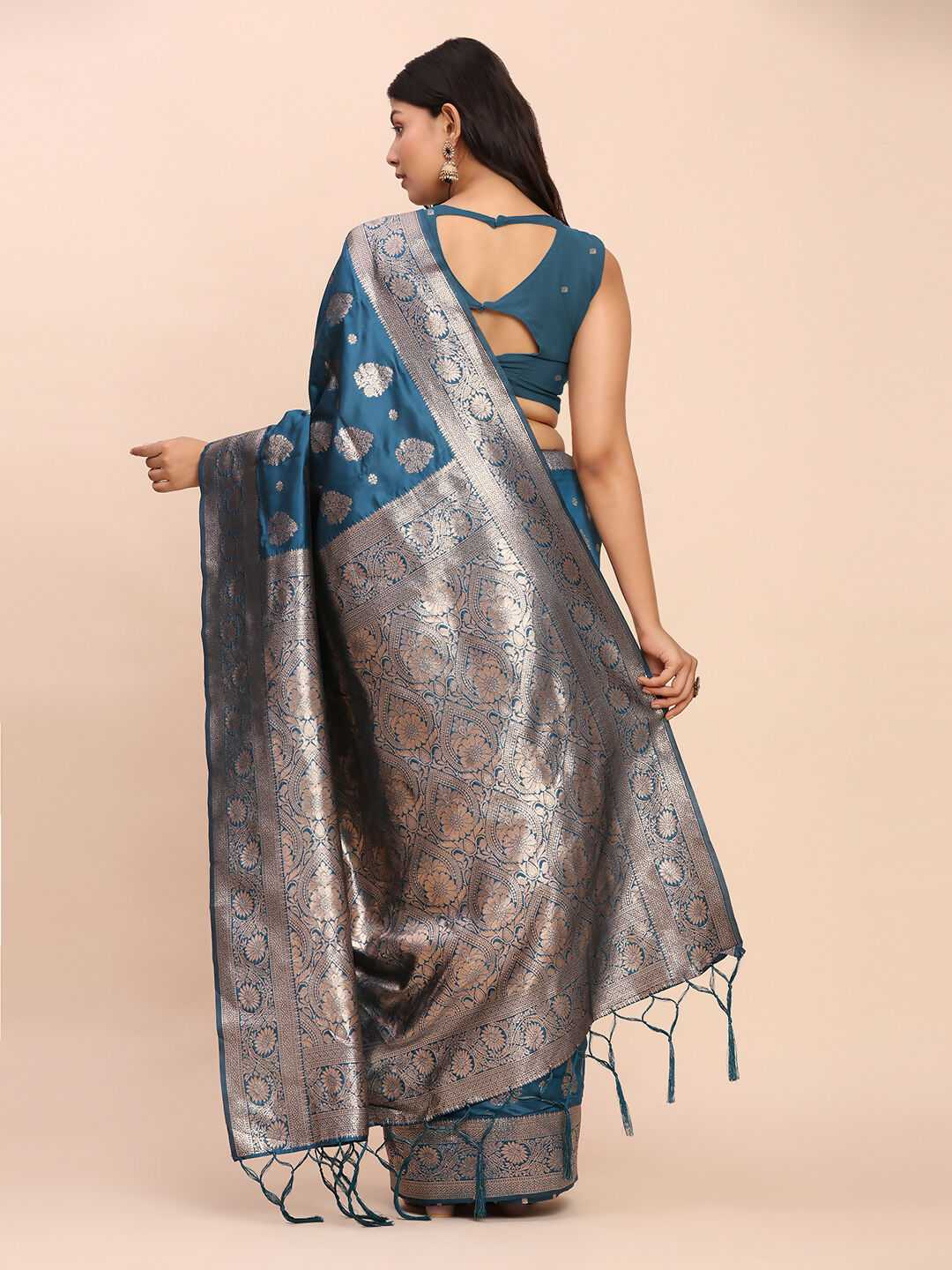 Astita Banarasi Silk Teal Blue Saree