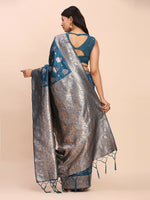 Thumbnail for Astita Banarasi Silk Teal Blue Saree