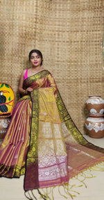 Thumbnail for Exclusive Collection Golden Red Beautiful Tissue Benarasi Saree