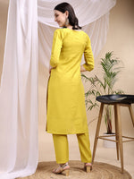 Thumbnail for Embroidered Kurta With Pant & Printed Dupatta, Yellow - Hiral Fashion - Distacart