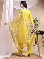Thumbnail for Embroidered Kurta With Pant & Printed Dupatta, Yellow - Hiral Fashion - Distacart