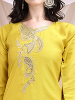 Thumbnail for Embroidered Kurta With Pant & Printed Dupatta, Yellow - Hiral Fashion - Distacart
