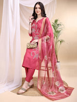 Thumbnail for Embroidered Kurta With Pant & Printed Dupatta, Pink - Hiral Fashion - Distacart
