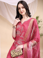 Thumbnail for Embroidered Kurta With Pant & Printed Dupatta, Pink - Hiral Fashion - Distacart