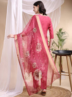 Thumbnail for Embroidered Kurta With Pant & Printed Dupatta, Pink - Hiral Fashion - Distacart