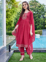 Thumbnail for Embroidered Kurta With Pant And Dupatta Set, Multicolor - Hiral Fashion - Distacart