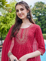 Thumbnail for Embroidered Kurta With Pant And Dupatta Set, Multicolor - Hiral Fashion - Distacart