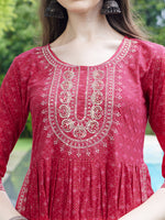 Thumbnail for Embroidered Kurta With Pant And Dupatta Set, Multicolor - Hiral Fashion - Distacart