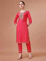 Thumbnail for Printed & Embroidered Kurta With Pant And Dupatta Set, Multicolor - Hiral Fashion - Distacart