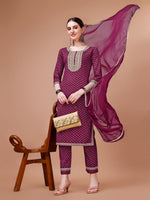 Thumbnail for Printed & Embroidered Kurta With Pant And Dupatta Set, Multicolor - Hiral Fashion - Distacart