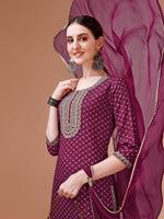 Thumbnail for Printed & Embroidered Kurta With Pant And Dupatta Set, Multicolor - Hiral Fashion - Distacart