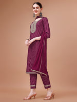 Thumbnail for Printed & Embroidered Kurta With Pant And Dupatta Set, Multicolor - Hiral Fashion - Distacart