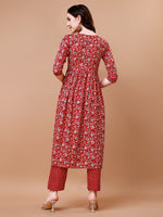 Thumbnail for Mirror Embroidered Angrakha Style Printed & Flared Anarkali Kurta With Pant & Dupatta Set, Multicolor - Hiral Fashion - Distacart