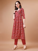 Thumbnail for Mirror Embroidered Angrakha Style Printed & Flared Anarkali Kurta With Pant & Dupatta Set, Multicolor - Hiral Fashion - Distacart