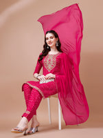Thumbnail for Embroidered & Bandhani Printed Kurta With Pant & Dupatta, Multicolor - Hiral Fashion - Distacart