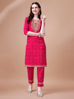 Thumbnail for Embroidered & Bandhani Printed Kurta With Pant & Dupatta, Multicolor - Hiral Fashion - Distacart