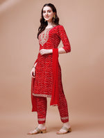 Thumbnail for Embroidered & Bandhani Printed Kurta With Pant & Dupatta, Multicolor - Hiral Fashion - Distacart