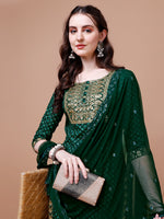 Thumbnail for Embroidered & Quirky Printed Kurta With Pant & Dupatta, Multicolor - Hiral Fashion - Distacart