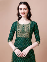 Thumbnail for Embroidered & Quirky Printed Kurta With Pant & Dupatta, Multicolor - Hiral Fashion - Distacart