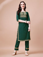 Thumbnail for Embroidered & Quirky Printed Kurta With Pant & Dupatta, Multicolor - Hiral Fashion - Distacart