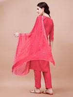 Thumbnail for Embroidered & Quirky Printed Kurta With Pant & Dupatta, Multicolor - Hiral Fashion - Distacart