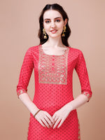 Thumbnail for Embroidered & Quirky Printed Kurta With Pant & Dupatta, Multicolor - Hiral Fashion - Distacart