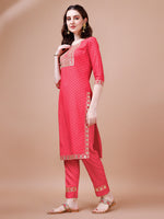 Thumbnail for Embroidered & Quirky Printed Kurta With Pant & Dupatta, Multicolor - Hiral Fashion - Distacart