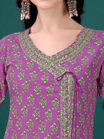Thumbnail for Embroidered & Printed Angrakha Style Kurta With Printed Pant & Dupatta, Multicolor - Hiral Fashion - Distacart