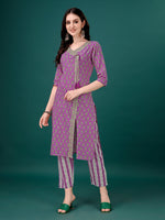 Thumbnail for Embroidered & Printed Angrakha Style Kurta With Printed Pant & Dupatta, Multicolor - Hiral Fashion - Distacart