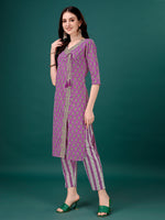 Thumbnail for Embroidered & Printed Angrakha Style Kurta With Printed Pant & Dupatta, Multicolor - Hiral Fashion - Distacart