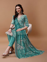Thumbnail for Embroidered And Floral Printed Kurta With Pant & Dupatta, Multicolor - Hiral Fashion - Distacart