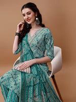 Thumbnail for Embroidered And Floral Printed Kurta With Pant & Dupatta, Multicolor - Hiral Fashion - Distacart