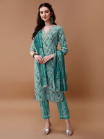 Thumbnail for Embroidered And Floral Printed Kurta With Pant & Dupatta, Multicolor - Hiral Fashion - Distacart