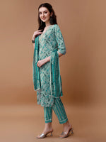 Thumbnail for Embroidered And Floral Printed Kurta With Pant & Dupatta, Multicolor - Hiral Fashion - Distacart