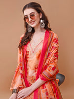 Thumbnail for Embroidered And Floral Printed Kurta With Pant & Dupatta, Multicolor - Hiral Fashion - Distacart