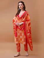 Thumbnail for Embroidered And Floral Printed Kurta With Pant & Dupatta, Multicolor - Hiral Fashion - Distacart