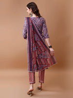 Thumbnail for Embroidered And Floral Printed Kurta With Pant & Dupatta, Multicolor - Hiral Fashion - Dista