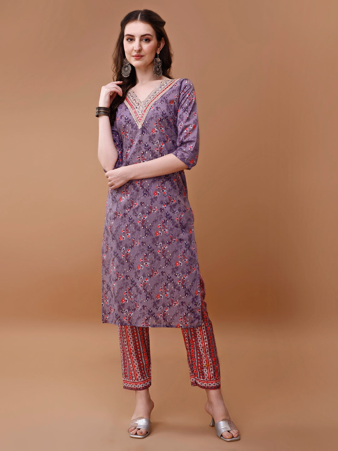 Embroidered And Floral Printed Kurta With Pant & Dupatta, Multicolor - Hiral Fashion - Dista