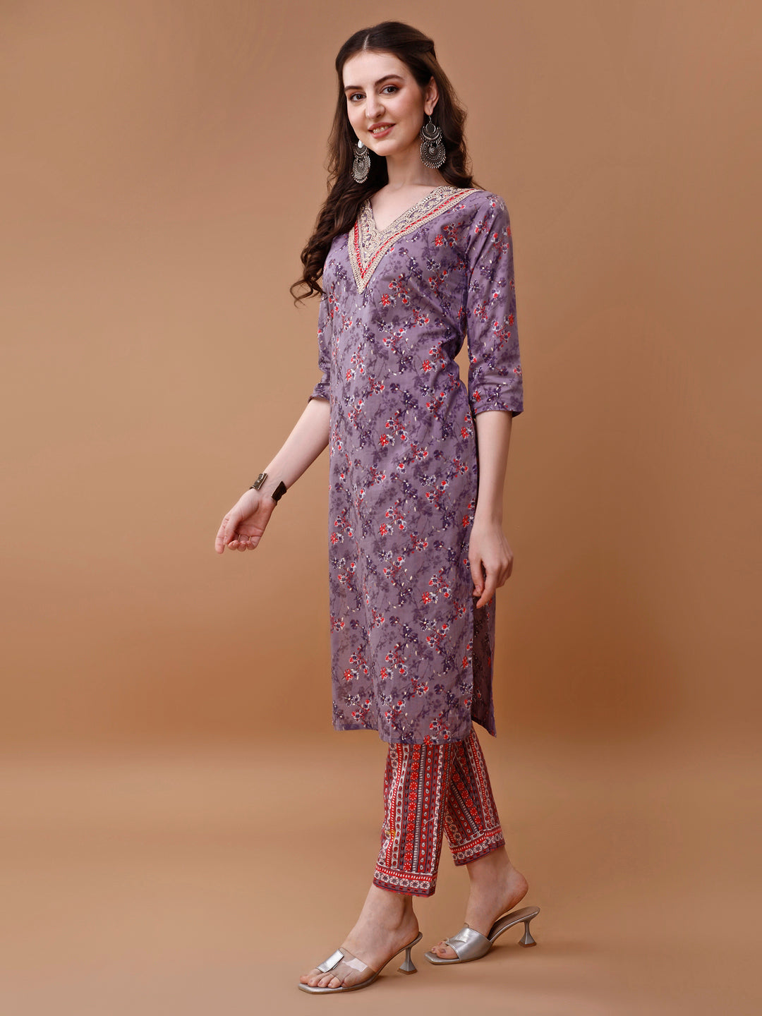 Embroidered And Floral Printed Kurta With Pant & Dupatta, Multicolor - Hiral Fashion - Dista