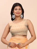 Thumbnail for Astita Linen Cotton Orange Saree