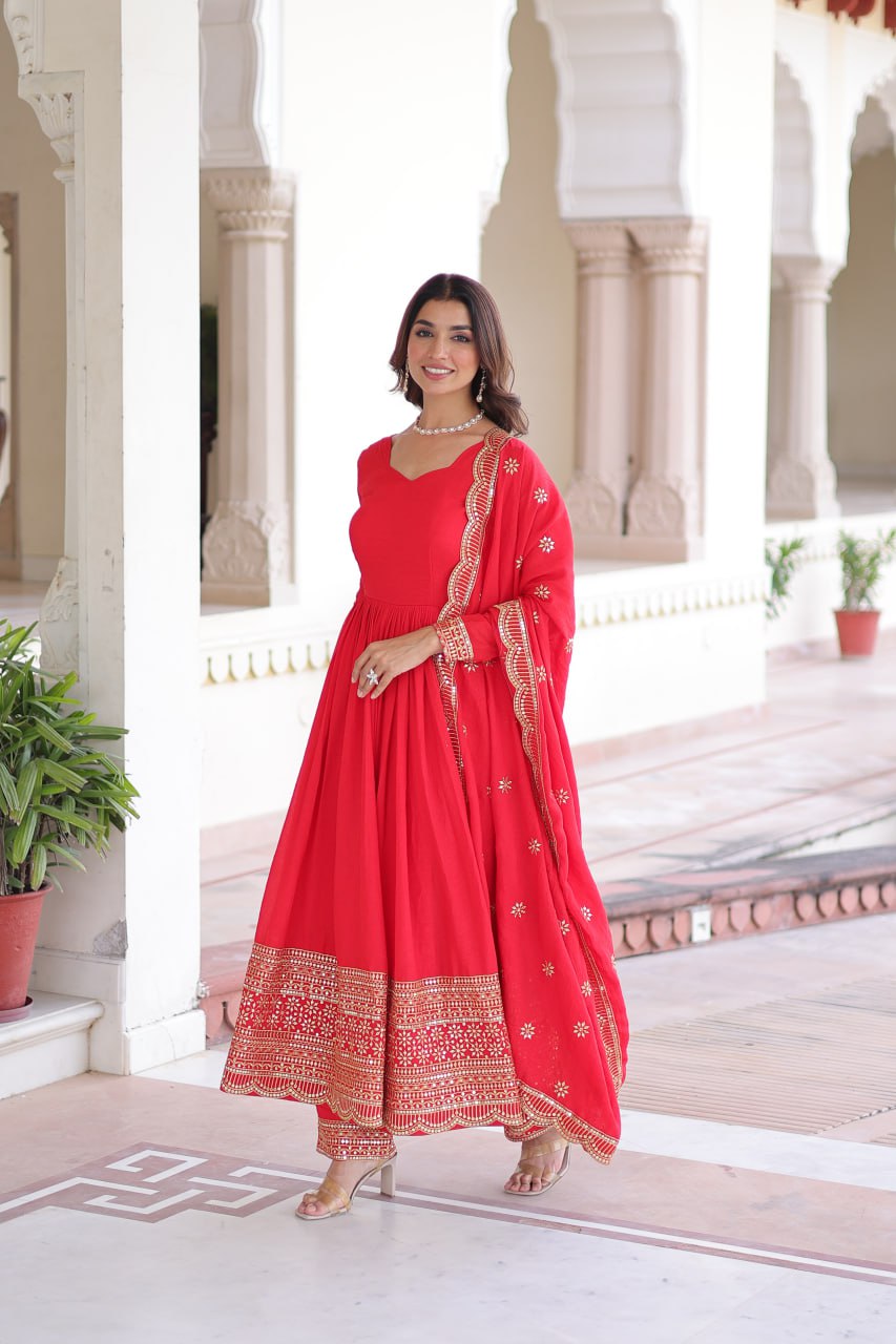 Buy Lehenga Mart Designer Anarkali Suit Ready To Wear Kurta Pant With Dupatta For Women-Red Online at Low Prices - Indian Store Buy Lehenga Mart Designer Anarkali Suit Ready To Wear Kurta Pant With Dupatta For Women-Red Online at Low Prices - Indian Store